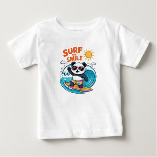 T-shirt Pour Bébé Panda Surf Sourire Enfant Été