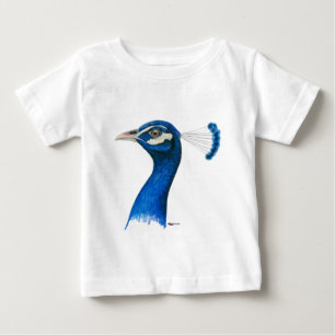 T-shirt Pour Bébé Paon :  Bleu indien