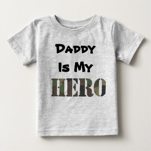 T-shirt Pour Bébé Papa Est Mon Héros (Devant)