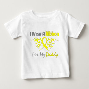 T-shirt Pour Bébé Papa - je porte un appui jaune de militaires de
