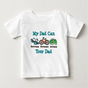 T-shirt Pour Bébé Papa Outswim Outbike Outrun Triathlon T-shirt bébé