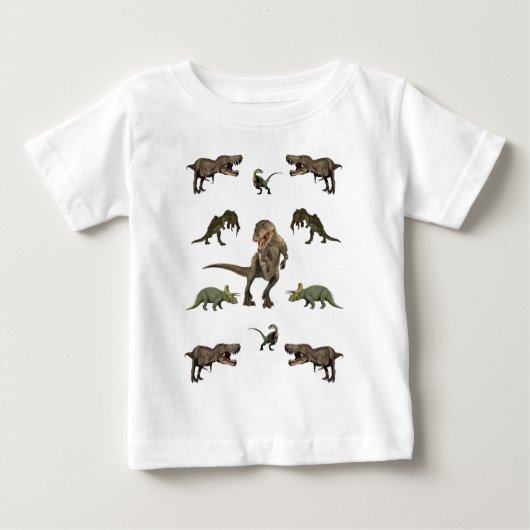 T-shirt Pour Bébé Papier Dinosaure (Devant)