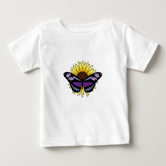 T-shirt Pour Bébé Papillon au tournesol (Devant)