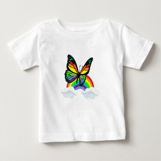 T-shirt Pour Bébé Papillon avec arc-en-ciel (Devant)