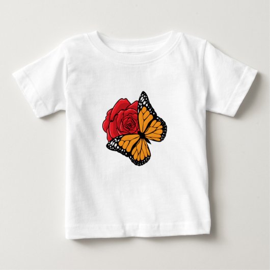 T-shirt Pour Bébé Papillon avec Rose (Devant)