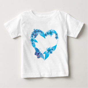 T-shirt Pour Bébé Papillon bleu coeur floral
