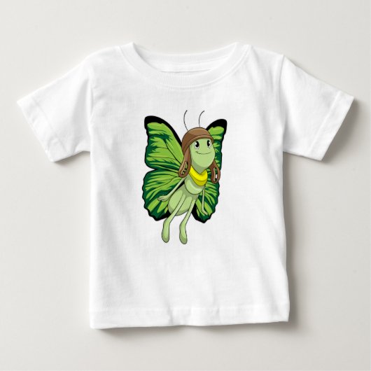 T-shirt Pour Bébé Papillon comme pilote avec casquette pilote (Devant)