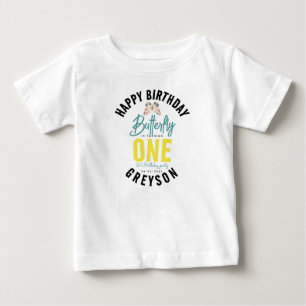 T-shirt Pour Bébé Papillon Fantaisiste Floral 1er Anniversaire