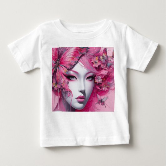 T-shirt Pour Bébé Papillon Rose (Devant)