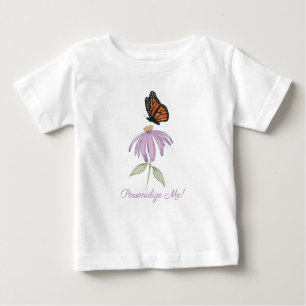 T-shirt Pour Bébé Papillon sur la fleur de cône Bébé Jersey fin T-sh