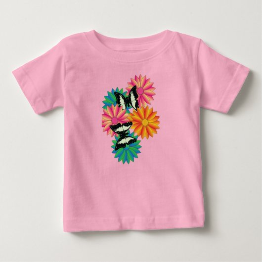 T-shirt Pour Bébé Papillons et fleurs (Devant)