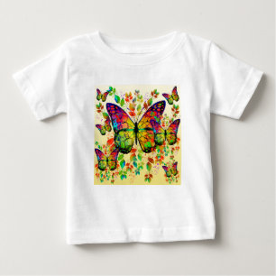 T-SHIRT POUR BÉBÉ PAPILLONS PRINTANIERS NATURE COLORÉE