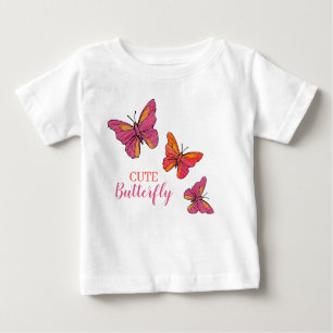 T-shirt Pour Bébé Papillons roses mignons