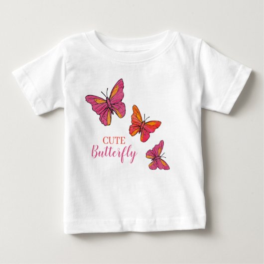 T-shirt Pour Bébé Papillons roses mignons (Devant)