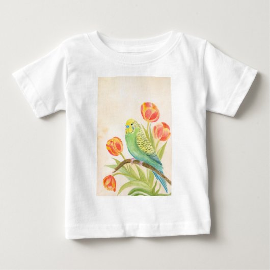 T-shirt Pour Bébé Parakeet with Tulips Exotic Pets (Devant)