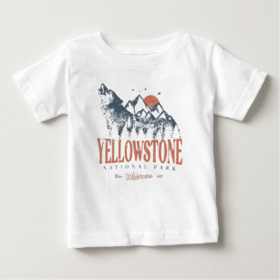 T-shirt Pour Bébé Parc national de Yellowstone Montagnes Wolf Vintag