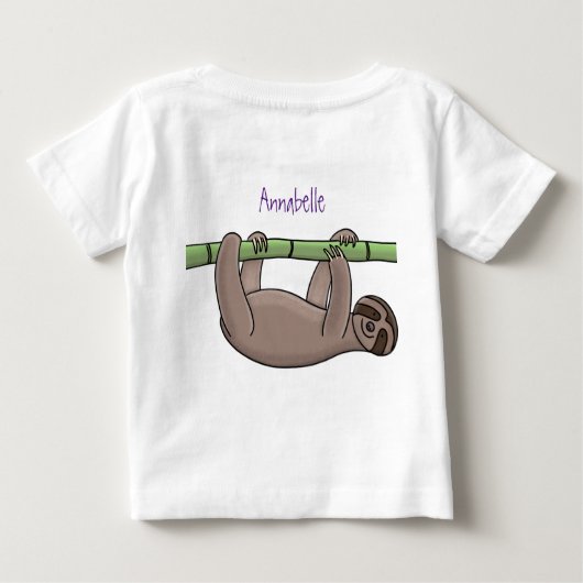 T-shirt Pour Bébé Paresse souriante mignon sur dessin animé en bambo (Dos)