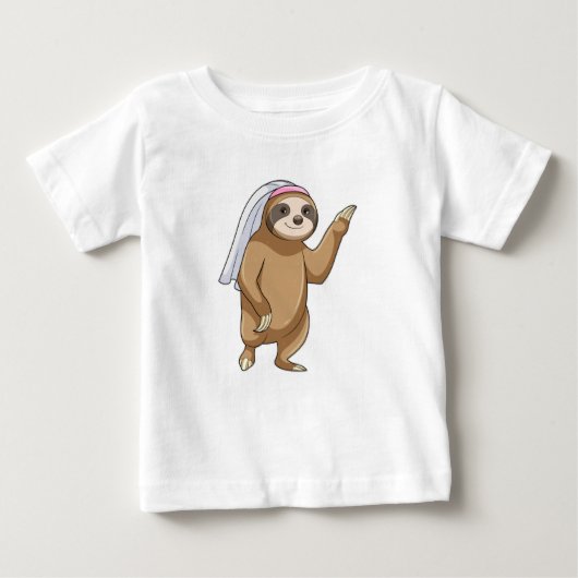 T-shirt Pour Bébé Paresseux en mariée avec voile (Devant)