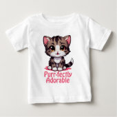 T-shirt Pour Bébé Parfaitement adorable chaton chibi kawaii rose (Devant)