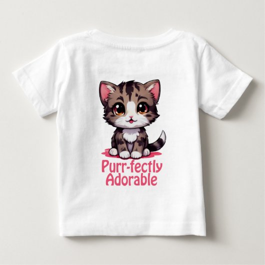T-shirt Pour Bébé Parfaitement adorable chaton chibi kawaii rose (Dos)