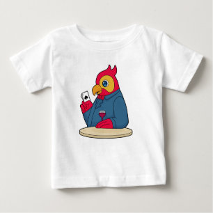 T-shirt Pour Bébé Parrot au Poker avec cartes de Poker