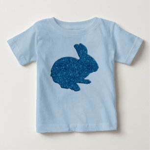 T-shirt Pour Bébé Parties scintillant Bleue Silhouette Lapin de Pâqu