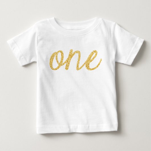 T-shirt Pour Bébé Parties scintillant Gold Faux Script 1er anniversa (Devant)
