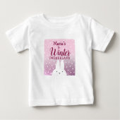 T-shirt Pour Bébé Parties scintillant rose Bunny Winter Onederland (Devant)