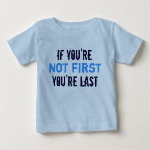 T-shirt Pour Bébé Pas la première dernière petite tete bleue