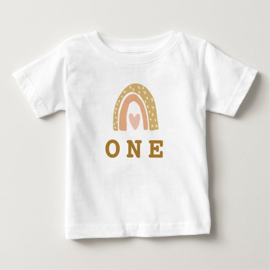T-shirt Pour Bébé Pastel Arc-en-Ciel 1ère fille d'anniversaire (Devant)