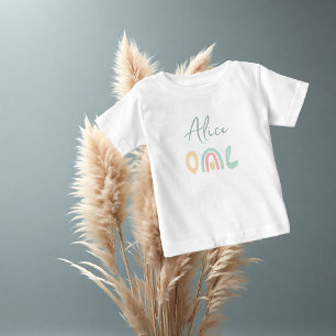 T-shirt Pour Bébé Pastel mint jaune arc-en-ciel 1er fête d'anniversa