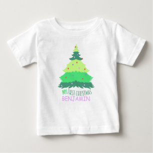 T-shirt Pour Bébé Pastel personnalisé et mignon Mon prénom de Noël