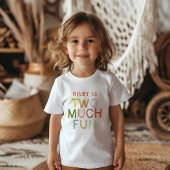T-shirt Pour Bébé Pastel Plaid "Two Many Fun" 2e anniversaire