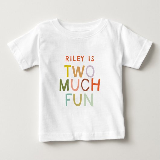 T-shirt Pour Bébé Pastel Plaid "Two Many Fun" 2e anniversaire (Devant)