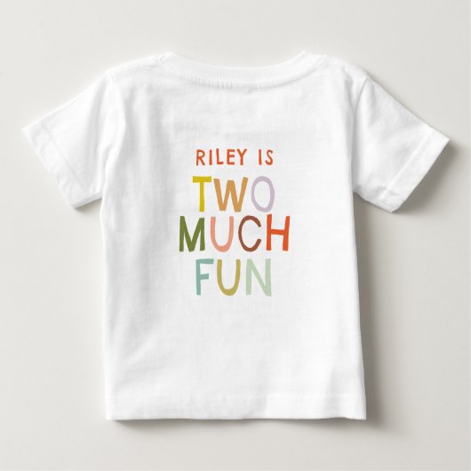 T-shirt Pour Bébé Pastel Plaid "Two Many Fun" 2e anniversaire (Dos)