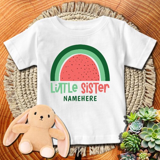 T-shirt Pour Bébé Pastèque arc-en-ciel Little Sister