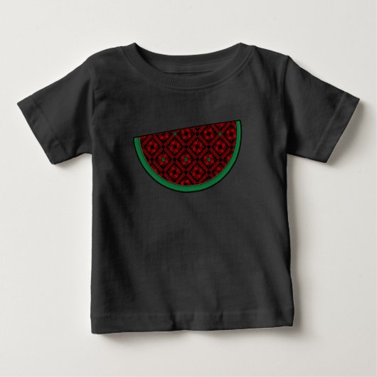 T-shirt Pour Bébé Pastèque de Palestine Broderie tatreez rouge (Devant)