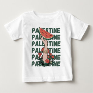 T-shirt Pour Bébé pastèque, fleurs et palestine libre Répéter