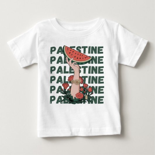 T-shirt Pour Bébé pastèque, fleurs et palestine libre Répéter (Devant)