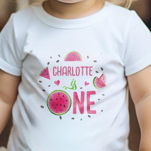 T-shirt Pour Bébé pastèque rose, Fruit d'été fille 1er anniversaire
