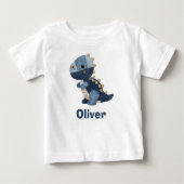 T-shirt Pour Bébé Patchwork Denim Baby T-Rex (Devant)