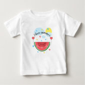T-shirt Pour Bébé Pâte de pastèque, texte, "J'aime l'été" (Devant)
