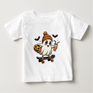 T-shirt Pour Bébé Patinage effrayant Halloween Citrouille Épice Fant