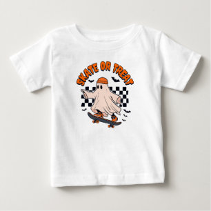 T-shirt Pour Bébé Patinage ou traitement du fantôme Halloween