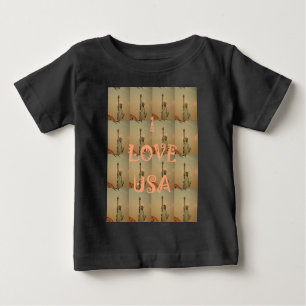 T-shirt Pour Bébé Patriotic Pop Art : "I Love USA" Graphisme Art Des