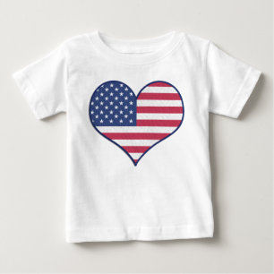 T-shirt Pour Bébé Patriotique USA Flag Heart Accueil du Brave