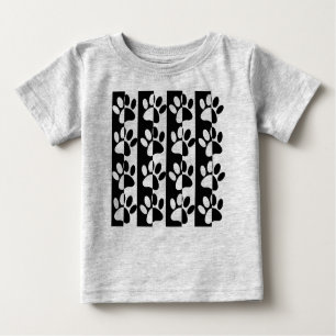 T-shirt Pour Bébé Patrouilles Et Rayures De Chien Noir Et Blanc