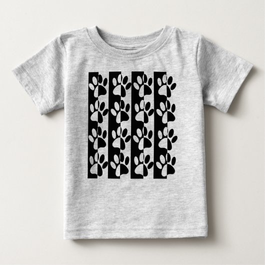 T-shirt Pour Bébé Patrouilles Et Rayures De Chien Noir Et Blanc (Devant)