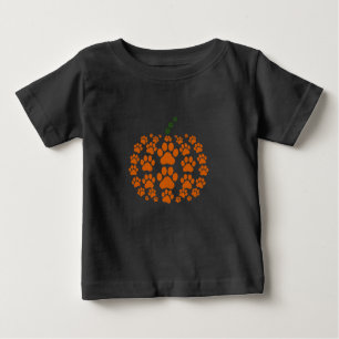 T-shirt Pour Bébé Paw Citrouille Empreinte de patte chien Thanksgivi