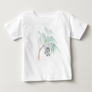 T-shirt Pour Bébé Paw mignonne dans un arbre à saule T bébé
